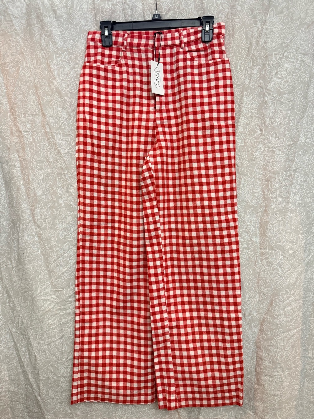 Cider Women’s Red & White Gingham Wide-Leg Pants